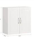 Space Saving Wall Cabinet For Bathroom Kitchen And Laundry With Enclosed Doors Adjustable Shelf And Three Height Options Over Toilet Storage White Finish A Versatile Wall Organizer For Home Garage, product front view with doors closed.