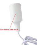 Straight Plug And Play Pendant Light Kit With 9.8 Ft Cord And On Off Switch Retro Industrial Hanging Lamp For Living Room Bedroom White E26 E27 Socket No Fuss Setup Super Chill Vibes 2 Pack close-up of white E26/E27 silicone socket and cord
