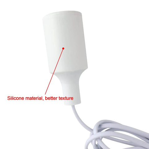 Straight Plug And Play Pendant Light Kit With 9.8 Ft Cord And On Off Switch Retro Industrial Hanging Lamp For Living Room Bedroom White E26 E27 Socket No Fuss Setup Super Chill Vibes 2 Pack close-up of white E26/E27 silicone socket and cord