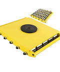 Heavy Duty Machinery Mover Skates With Swivel Non Slip Base And Wear Resistant Steel Casters For No Sweat Industrial Hauling and Shop Equipment Transport Rolling Slick Through The Yard, yellow design.