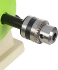 Close-up of Powerful 1380W Lapidary Saw With Adjustable Speed, focusing on the metal cutting gear, ideal for woodworking and hobbies.