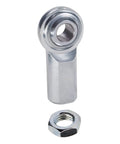 Straight Bolt On Pair Of 3/8X3/8-24 Right Hand Female Economy Rod End Bearings With Heavy Duty Zinc Plated Steel Jam Nuts, showing one rod end and jam nut.