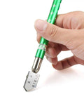 Oil Fueled Glass Cutter With Brass Handle, Self Oiling Carbide Wheel, 138 Degree Cutting Angle held in hand