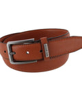 Go To Mens Stretch Leather Dress Belt With Brushed Gunmetal Buckle, Comfortable Stretch Fit For Everyday Workwear, 1 3 8 Inch Width