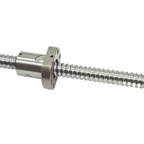 Close-up of Ball Screw 1605 Series with 1605-4 Ball Nut and BK12 BF12 end machining for CNC precision machinery.