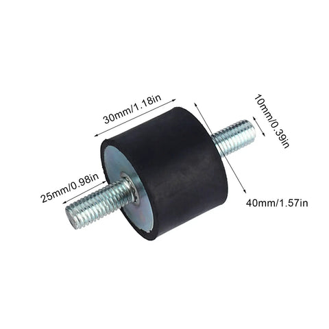 Anti Vibration Rubber Mount M10 40x30 Shock Damper For Air Compressor, Pump, Motor, And Generator, Industrial Grade Vibe Dampener, Heavy Duty Threaded Rubber Mount, black