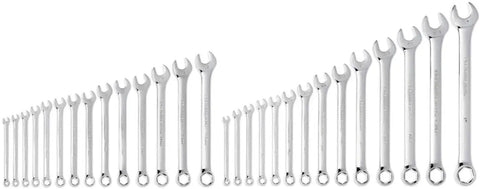 28 Piece Combination Wrench Set With 6 Point Box Ends, SAE And Metric, 15 Degree Offset For Tight Spaces, Off Corner Loading For Better Grip
