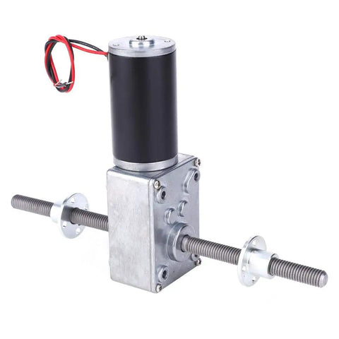 Dual Right Handed M8 Shaft Gear Motor With Flange For Lift Systems And Precision Motion Control Coaxial Twin Shaft Geared Speed Reducer With 50 To 1 Reduction For Smooth Reliable Linear Actuation, shown with threaded shafts