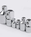Versatile 6 Piece Socket Adapter Reducer Set Drives 1 4 To 3 8 And 5 16 Drive Conversion Kit For Tough Steel Ratchets And Impact Sockets Hardened Polished Non Rust Heavy Duty Garage Tools, six polished steel adapters