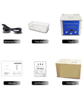 Hualuck 10L Ultrasonic Cleaner Machine With Heater And Degas Function Digital Timer Touch Control kit including tank and accessories.