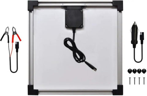Heavy Duty Five Watt Solar Battery Trickle Charger With Overcharge Guard, solar panel with accessories for cars, RVs, trucks, and boats.
