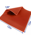 Silicone Rubber Sheet 12 Inch By 12 Inch One Eighth Inch Thick Heat Resistant Gasket Material Grade 60A folded with size markers
