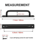 2 Pack Sliding Barn Door Handles Black Zinc Alloy Door Pulls With Plate 7.1 Inch Long 6.3 Inch Hole Center measurement guide