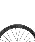 Top view of Dope Carbon Road Bike Disc Brake Wheelset 700c Clincher 60mm Deep 23mm with transparent rim finish and spokes