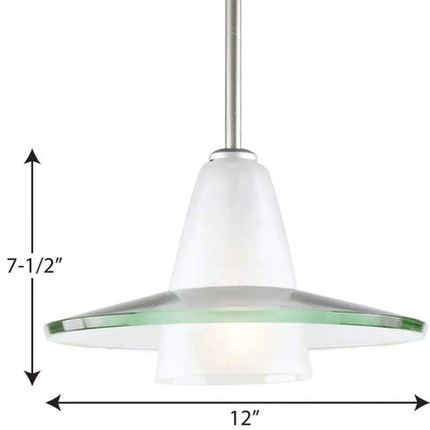 Sleek Modern Glass Pendant Light 1 Light With Brushed Nickel Finish Clear And Etched Glass Mini Pendant 12-inch Dining Room