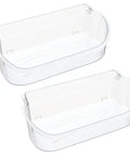 Two clear fridge door bin replacement shelves for Frigidaire Kenmore Electrolux refrigerators, durable fridge door shelf upgrade.