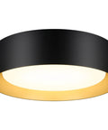 Flush Mount LED Ceiling Light 13 Inch 2400 Lumens 25W Dimmable Black Gold Modern Round Lamp
