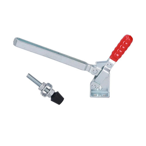 Tough As Nails Quick Release Toggle Fixture For Vertical Woodworking And Welding Projects Polished Iron Hold Down Clamp with red handle