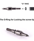 O-ring and screw tip of Carbon Crossbow Bolts 20 Inch Arrows Set, 12 Pack With 6 Broadheads, Interchangeable Tips, O Ring Locking Screw Tip