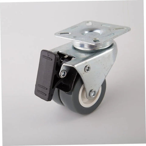 Top Shelf Heavy Duty Two Inch Twin Caster Wheels With Locking Brake And True 360 Swivel Action smooth rubber wheel with brake.