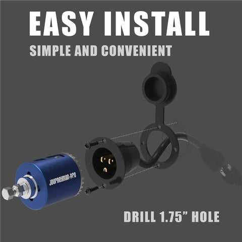 Illustration showing installation of Tough As Nails Weatherproof Outdoor Power Outlet With NEMA 5-15 Flanged Receptacle.