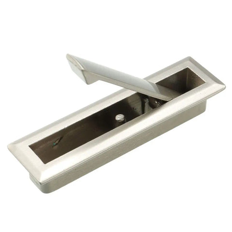 Concealed Ring Flush Recessed Door And Drawer Pull Handle, Metal Construction With Grab-And-Go Easy Grip, Silver Tone Finish, Includes Three Screws, 2.9 Inch Long, Great For Cabinets And Furniture, flush recessed pull handle