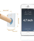 Adhesive Hat Hooks Set 10 Lb Capacity Wall Rack For Baseball Caps Snapbacks Visors Cowboy Hats And More With Extended Wooden Pegs Perfect For Closets Doors And Entryways 8 Pack shown with measurements next to smartphone