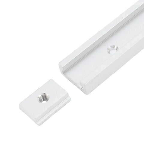 Aluminum T Track And Slider Kit For Flexible Woodworking Jigs, 4 Pack Miter Track System close-up of track section and connector
