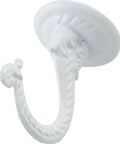 Jumbo Swag Hook With Hardware White Enamel, Heavy Duty Wall Hook for Coats Hats Bags and More, detailed close-up view