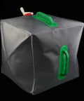 20L Portable Water Storage Container For Outdoor Activities, Reusable Water Jug with dual green handles for camping.