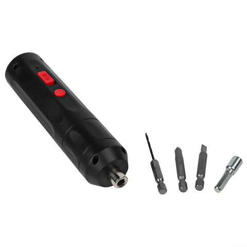 No Sweat Handheld Electric Drill With Ergonomic Cordless Handle for Quick Smartphone Repairs and Home Appliance Assembly, featuring black ABS body and multiple bits.