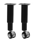 Pair of black telescoping metal table legs with casters, height adjustable from 4.7 to 7.1 inches for desks and cabinets.