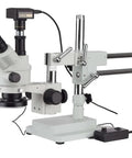 3.5X To 90X Simul Focal Stereo Zoom Microscope On Boom Stand With LED Ring Light USB Hookup Metal Build CE Certified Ships From Moscow MU1003 Camera Option on boom stand