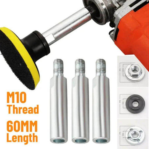 Angle Grinder Extension Rod With M10 Thread, 80Mm Shaft And Nuts, Silver 45 Steel Connector For Rotary Polisher Pad Grinding