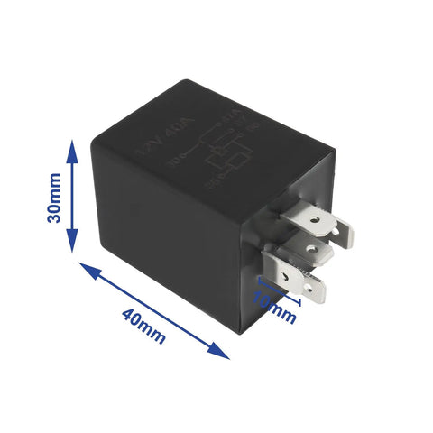 Dual Pack 12V Automotive Delay Relay Module 40A High Current SPDT Time Delay Relay 10 Second On Off Delay 5 Pin Glow Plug Compatible Perfect For Car Electronics Wiring Projects And Quick Power Sequencing, 40x30x10mm black relay