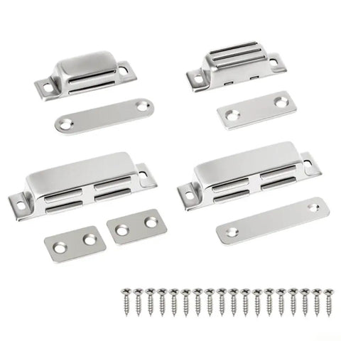 Stainless Steel Cabinet Magnetic Catch Latch For Wardrobe And Cupboard Doors Push To Open set with screws and plates.