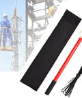 Pro Level Telescoping High Voltage Discharge Rod No Fuss Epoxy Resin Stick For Fast Capacitor Draining And Utility Guy Safety Gear With Slick Pouch Rated 10Kv To 220Kv with black pouch and red discharge rod.