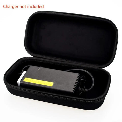 Dope Shockproof EVA Storage Bag For E-Bike Charger, Heavy Duty 800D Polyester Case With Thick Padding, Scratch Proof Drop Resistant Holder Plus Handy Handle For Ultimate Gear Protection And Street Ready Transport, open case with charger