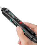 Hand holding Two In One Pro Grade Digital Multimeter And Voltage Tester Pen for Electricians, 6000 Counts Intelligent Meter.