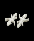 100 Pack White Nylon Push In Standoffs 5Mm X 3Mm PCB Spacers Built Different Non Magnetic Chassis Mounts Quick Snap Installation Plug And Play For Electronics Custom Projects And Mod Shops. Two nylon standoffs showing their snap design.