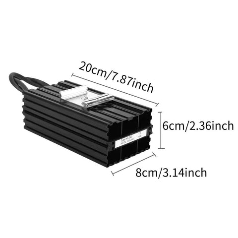 PTC Cabinet Heater For Enclosures And Air Heating Units, 75W Electric Thermostatic Heater, Wide Voltage 110-265V, product dimensions shown