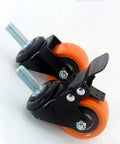 Beefy 1.5 To 2 Inch Polyurethane Swivel Casters With Brake, Set Of 4 Furniture Wheels, M8 M10 Threaded Stem, side view