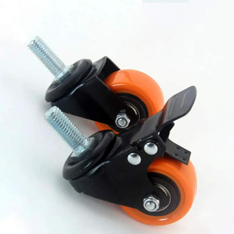 Beefy 1.5 To 2 Inch Polyurethane Swivel Casters With Brake, Set Of 4 Furniture Wheels, M8 M10 Threaded Stem, side view
