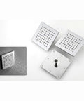 No Fuss Concealed In Wall Silver Square Thermostatic Shower Set Built Tough Lead Free Copper Body Real Deal Supercharged Rain Canopy view of shower head and water flow demonstration