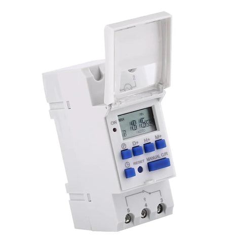 Weeklong Programmable Timer Relay With 16 On Off Schedules 110V 15A 3000W Digital Time Switch LCD Display Din Rail Mount