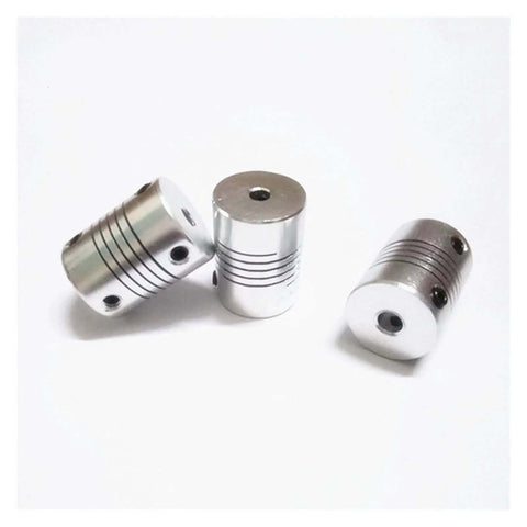 Upgrade Your CNC Setup With This Flex Shaft Coupler Bundle Of 4 Pieces For Smooth Motor Alignment Featuring Aluminum Build And Fits Common D18L25 Sizes Like 7mm And 8mm For Serious DIY Projects, three aluminum CNC shaft couplers on white