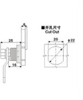 Technical drawing of Heavy Duty Stainless Steel Door Cam Lock Electric Linear Triangle Inner Hexagon Lock dimensions