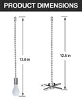 Product dimensions image for Sweet Copper Ceiling Fan Pull Chain Extender Set With Frosted Glass Bulb And Blade Charm Ornament Silver Tone For Easy Peasy Diy Installation Total Home Upgrade And Zero Hassle.