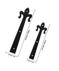 Flat Embossed Garage Door Hinge Set With Handles Decorative 4 Piece Hardware Kit 8 Inch And 10 Inch Hinges black iron detail