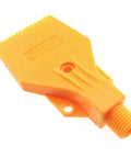 Yellow Wind Jet Nozzle One Quarter Inch BSPT Male Three Hole ABS Air Blower Nozzle, orange with threaded end, front view